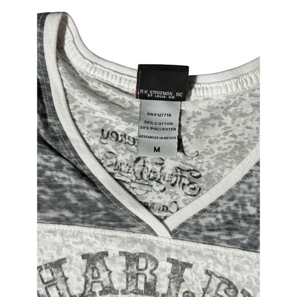 Harley-Davidson Motorcycles 2013 Womens V-Neck T-Shirt M Gray/White - Picture 9 of 9